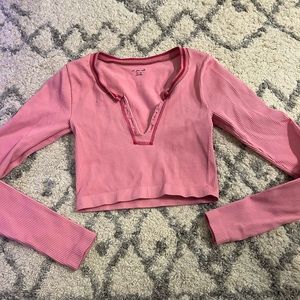 Pink Long Sleeve Urban Outfitters Go For Gold Top